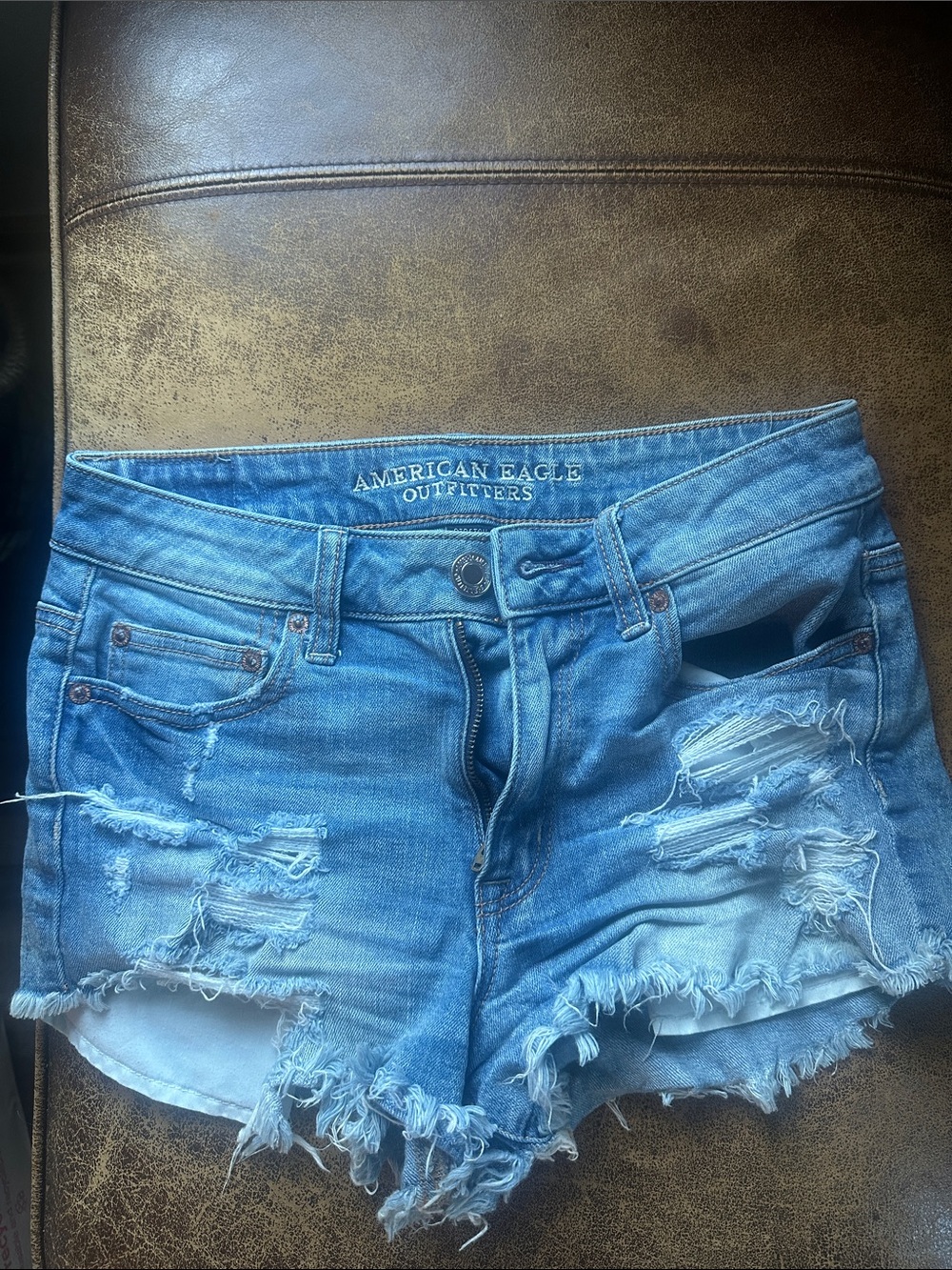 American Eagle Outfitters Light Blue Distressed Denim Cutoff Shorts